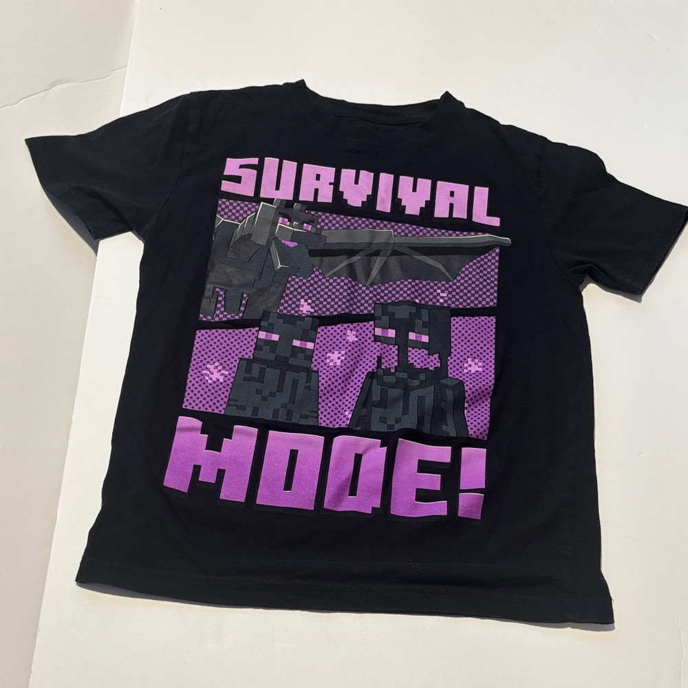 Minecraft Survival Mode Enderman Enderdragon short sleeve Tshirt 10/12 Kids